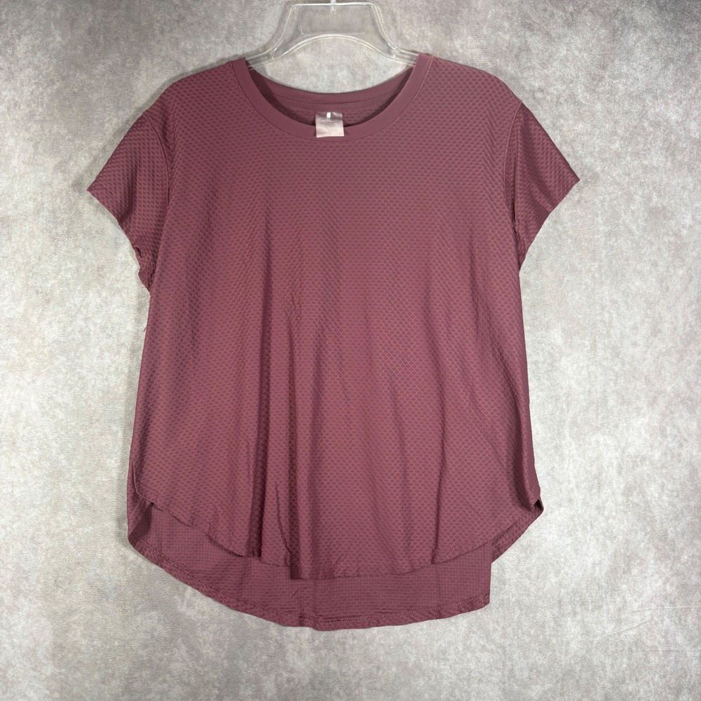 CALIA Activewear Shirt Womens Large Mauve Short Sleeve Textured Mesh Gym Running